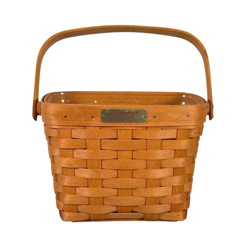 Longaberger 1995 Edition Dresden Basket Handwoven Wood with Liner and Handle